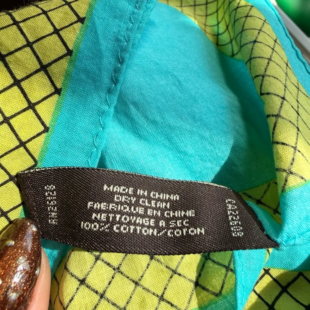 VINTAGE COACH BONNIE CASHIN BLUE & GREEN SQUARE SCARF RARE - Picture 8 of 8